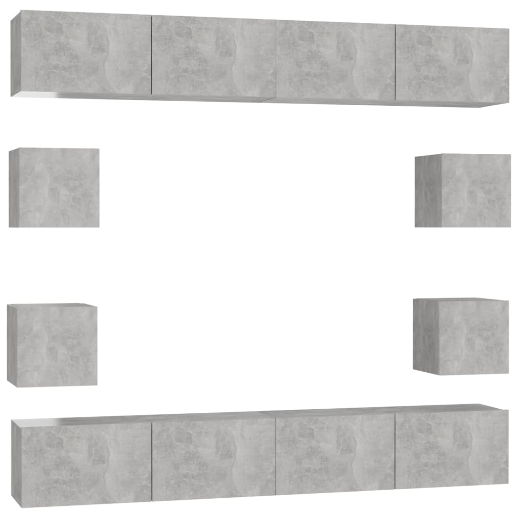 8-tlg. TV-Schrank-Set Betongrau Holzwerkstoff