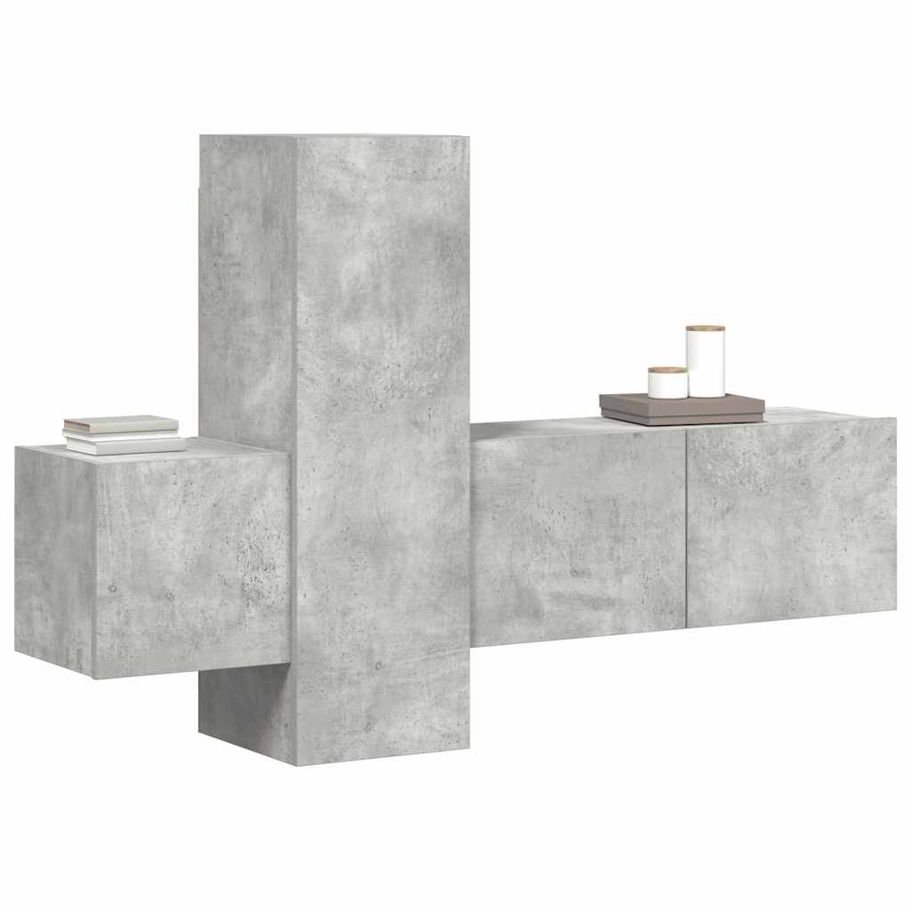 3-tlg. TV-Schrank-Set Betongrau Holzwerkstoff