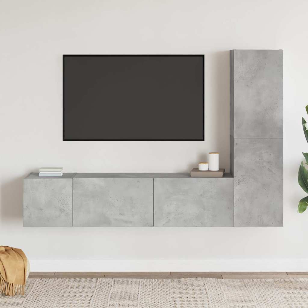 3-tlg. TV-Schrank-Set Betongrau Holzwerkstoff