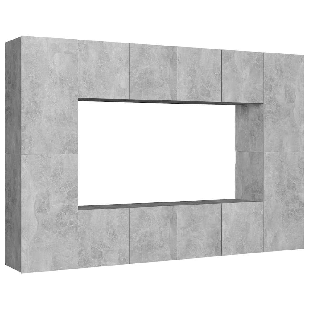 8-tlg. TV-Schrank-Set Betongrau Holzwerkstoff