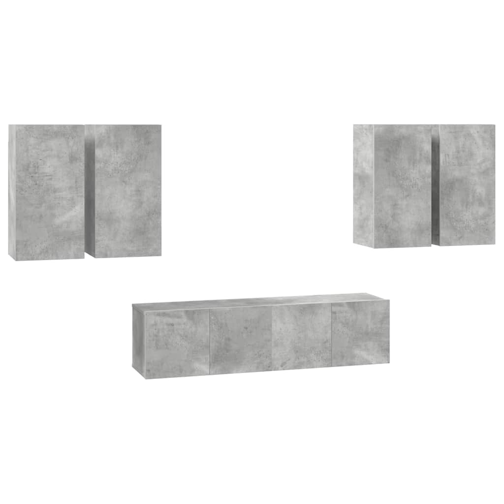 6-tlg. TV-Schrank-Set Betongrau Holzwerkstoff