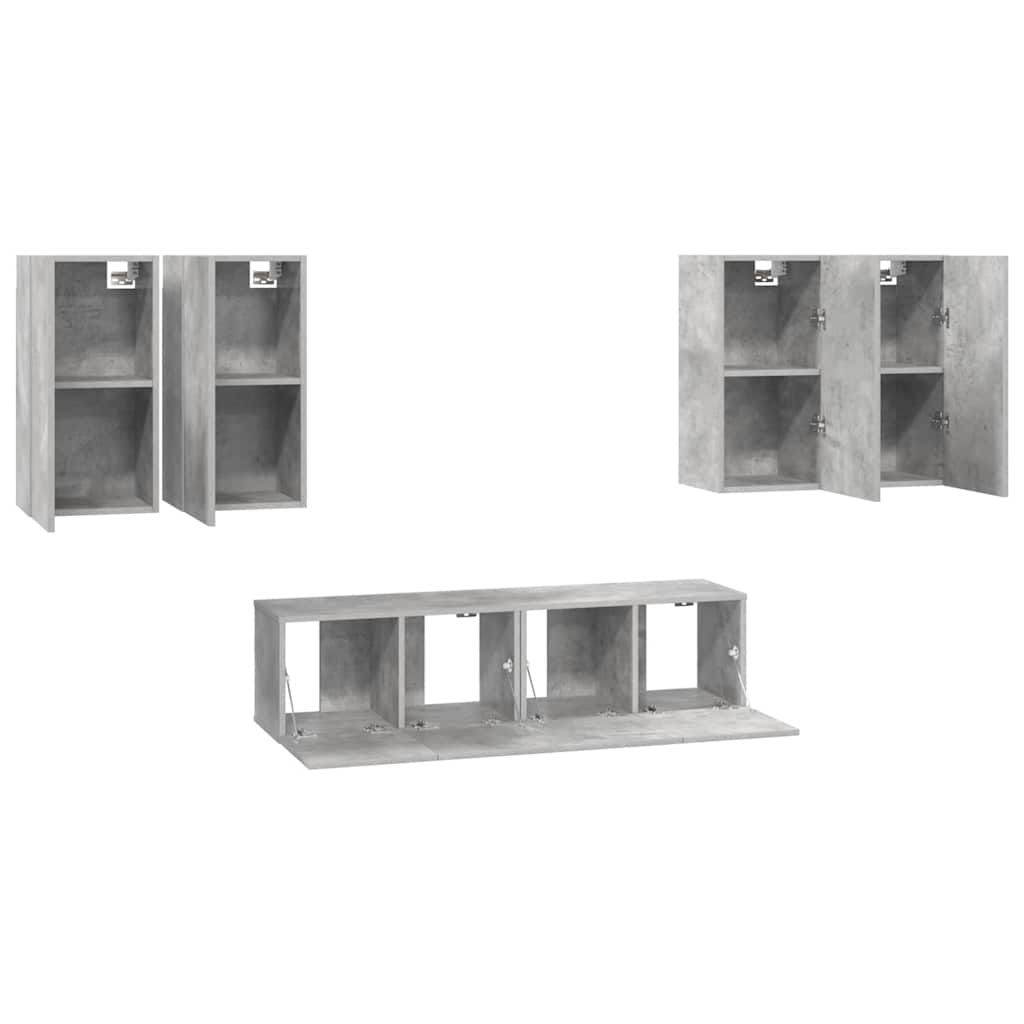 6-tlg. TV-Schrank-Set Betongrau Holzwerkstoff