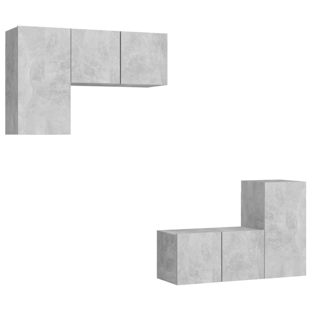 4-tlg. TV-Schrank-Set Betongrau Holzwerkstoff