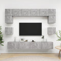 8-tlg. TV-Schrank-Set Betongrau Holzwerkstoff