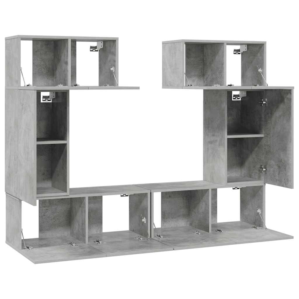 6-tlg. TV-Schrank-Set Betongrau Holzwerkstoff