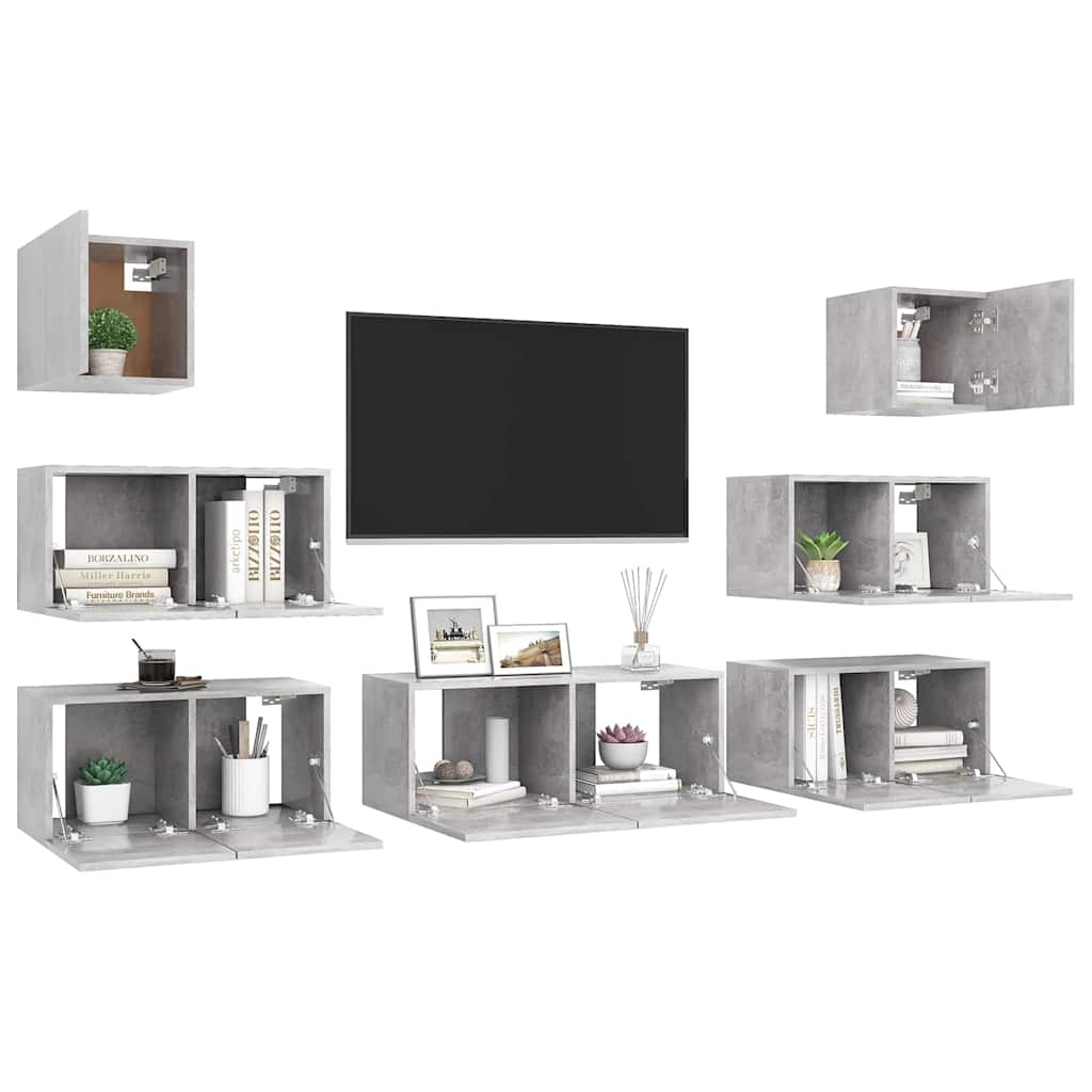 7-tlg. TV-Schrank-Set Betongrau Holzwerkstoff