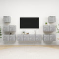 8-tlg. TV-Schrank-Set Betongrau Holzwerkstoff