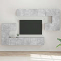 10-tlg. TV-Schrank-Set Betongrau Holzwerkstoff