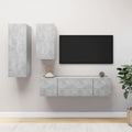 4-tlg. TV-Schrank-Set Betongrau Holzwerkstoff