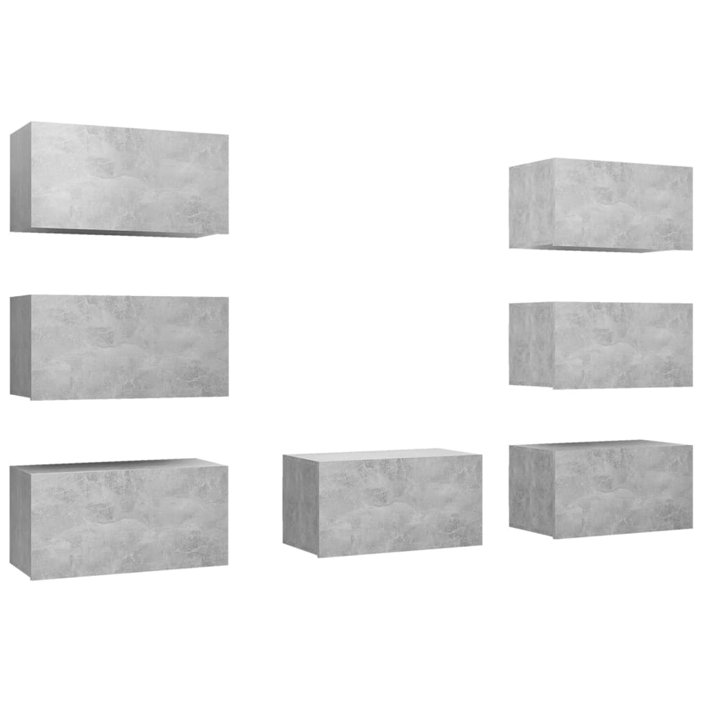 TV-Schränke 7 Stk. Betongrau 30,5x30x60 cm Holzwerkstoff