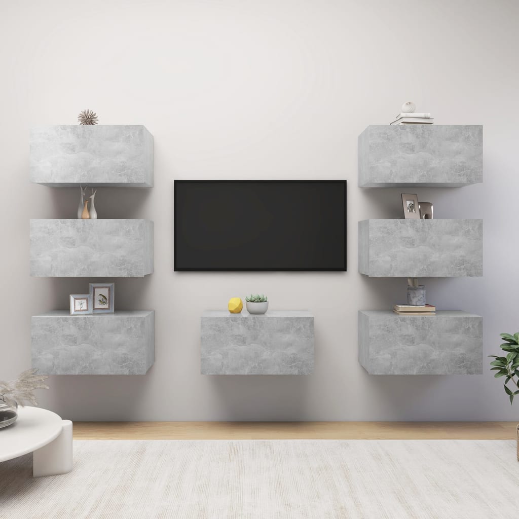 TV-Schränke 7 Stk. Betongrau 30,5x30x60 cm Holzwerkstoff