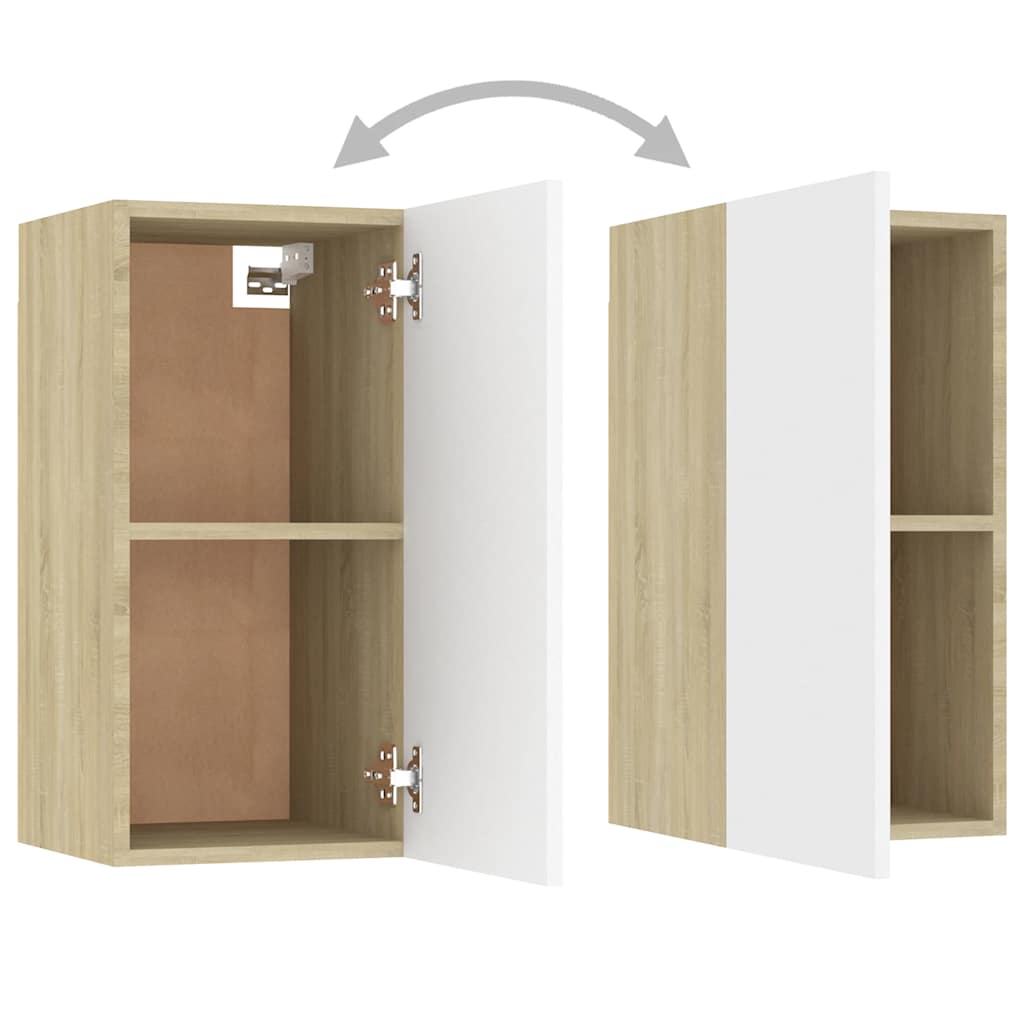 3-tlg. TV-Schrank-Set Weiß Sonoma-Eiche Holzwerkstoff