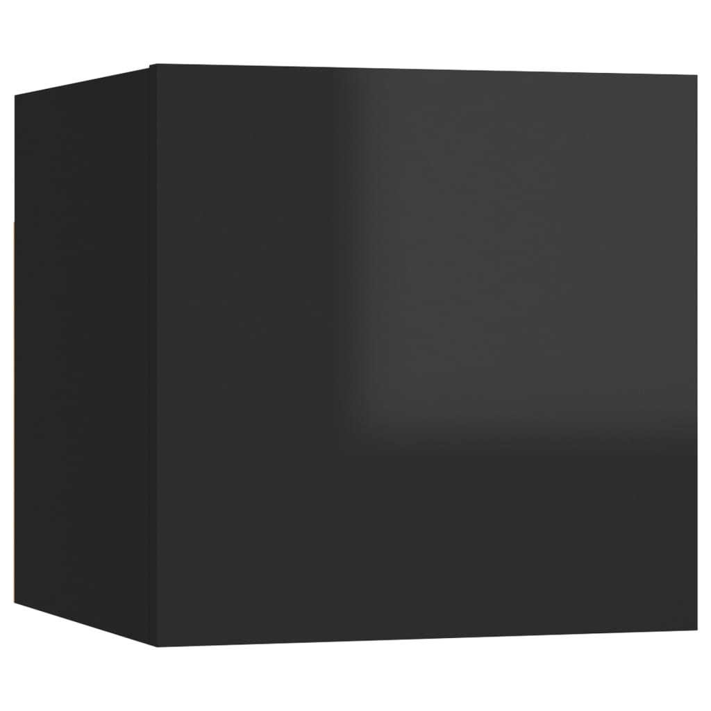 TV-Wandschränke 8 Stk. Hochglanz-Schwarz 30,5x30x30 cm