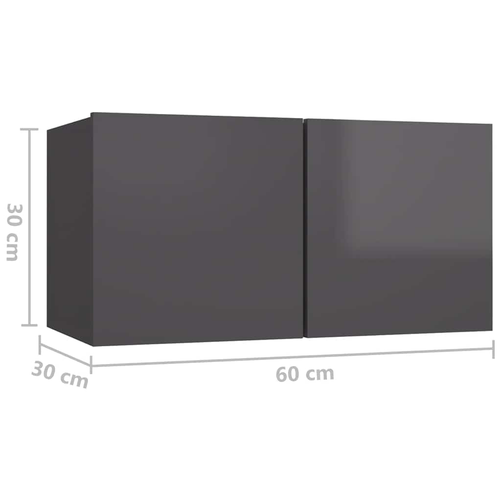 5-tlg. TV-Schrank-Set Hochglanz-Grau Holzwerkstoff