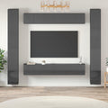 6-tlg. TV-Schrank-Set Hochglanz-Grau Holzwerkstoff