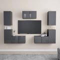 7-tlg. TV-Schrank-Set Hochglanz-Grau Holzwerkstoff