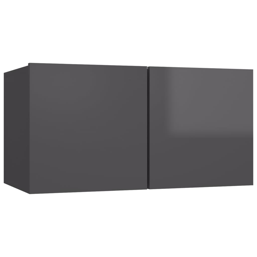 3-tlg. TV-Schrank-Set Hochglanz-Grau Holzwerkstoff