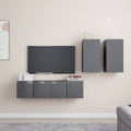 4-tlg. TV-Schrank-Set Hochglanz-Grau Holzwerkstoff