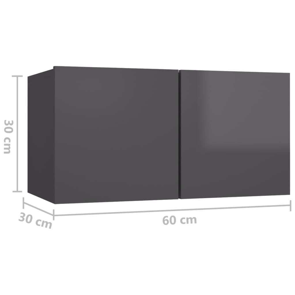 7-tlg. TV-Schrank-Set Hochglanz-Grau Holzwerkstoff