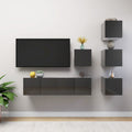 6-tlg. TV-Schrank-Set Hochglanz-Grau Holzwerkstoff