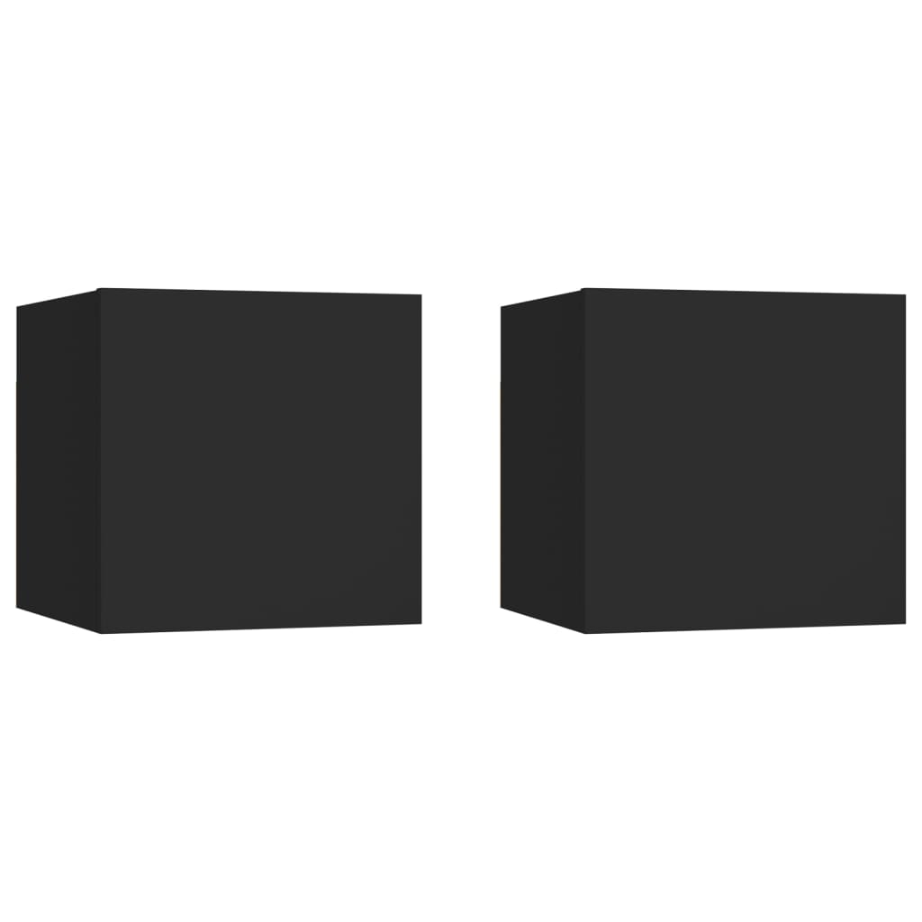 Nachttische 2 Stk. Schwarz 30,5x30x30 cm Holzwerkstoff