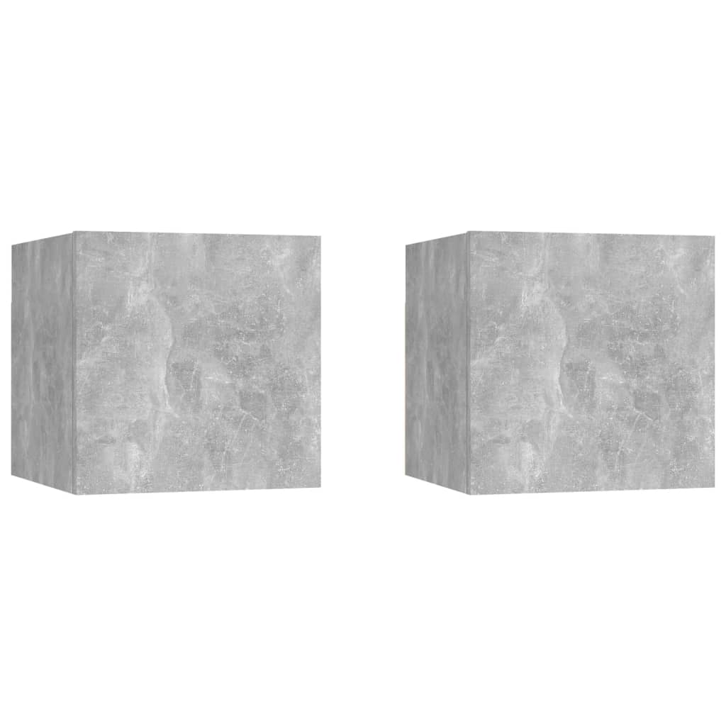 Nachttische 2 Stk. Betongrau 30,5x30x30 cm Holzwerkstoff