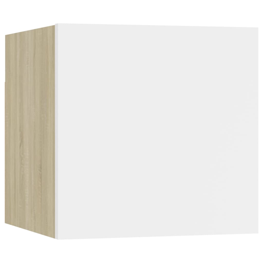 Nachttisch Weiß und Sonoma-Eiche 30,5x30x30 cm Holzwerkstoff