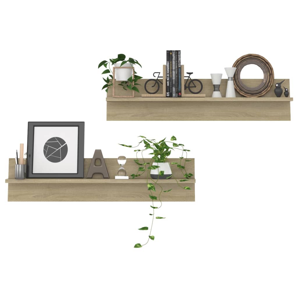 Wandregale 2 Stk. Sonoma-Eiche 80x11,5x18 cm Holzwerkstoff