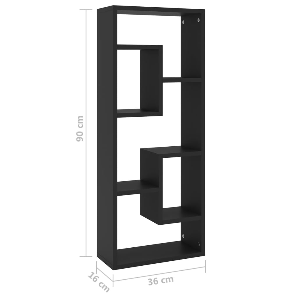 Wandregal Schwarz 36x16x90 cm Holzwerkstoff