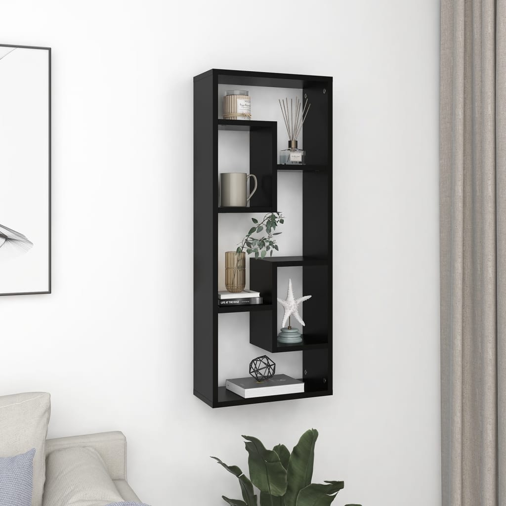 Wandregal Schwarz 36x16x90 cm Holzwerkstoff