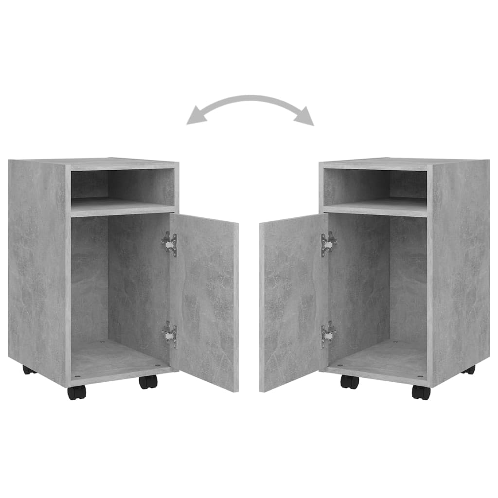 Beistellschrank mit Rollen Betongrau 33x38x60 cm Holzwerkstoff