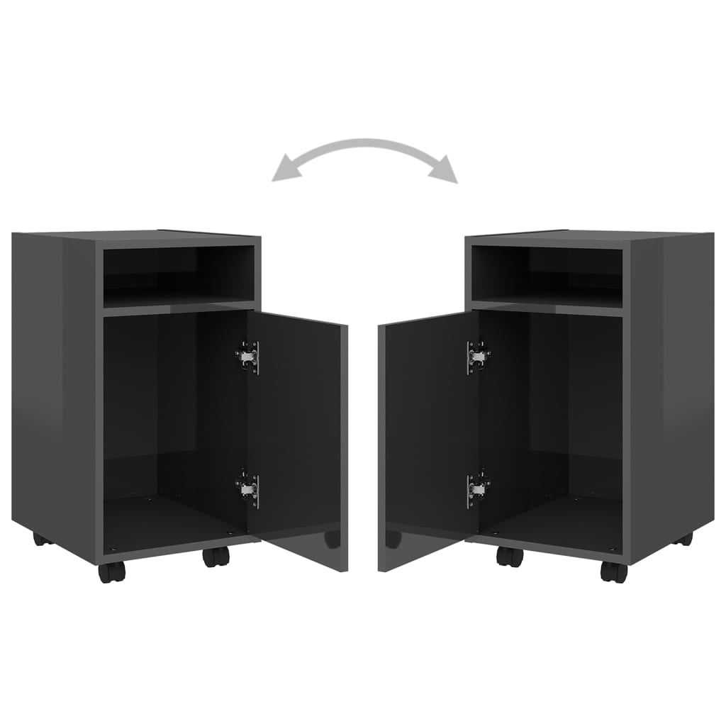 Beistellschrank mit Rollen Hochglanz-Grau 33x38x60 cm