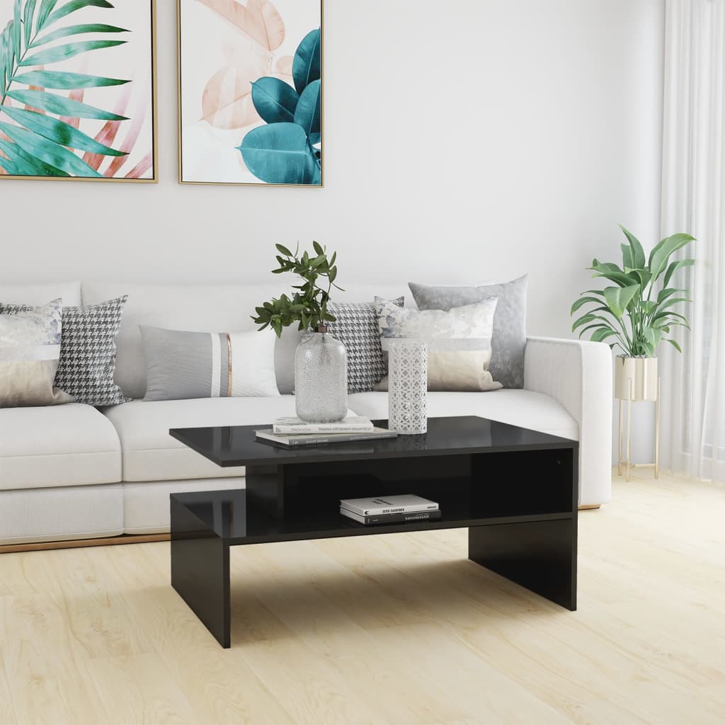 Couchtisch Hochglanz-Grau 90x60x42,5 cm Holzwerkstoff