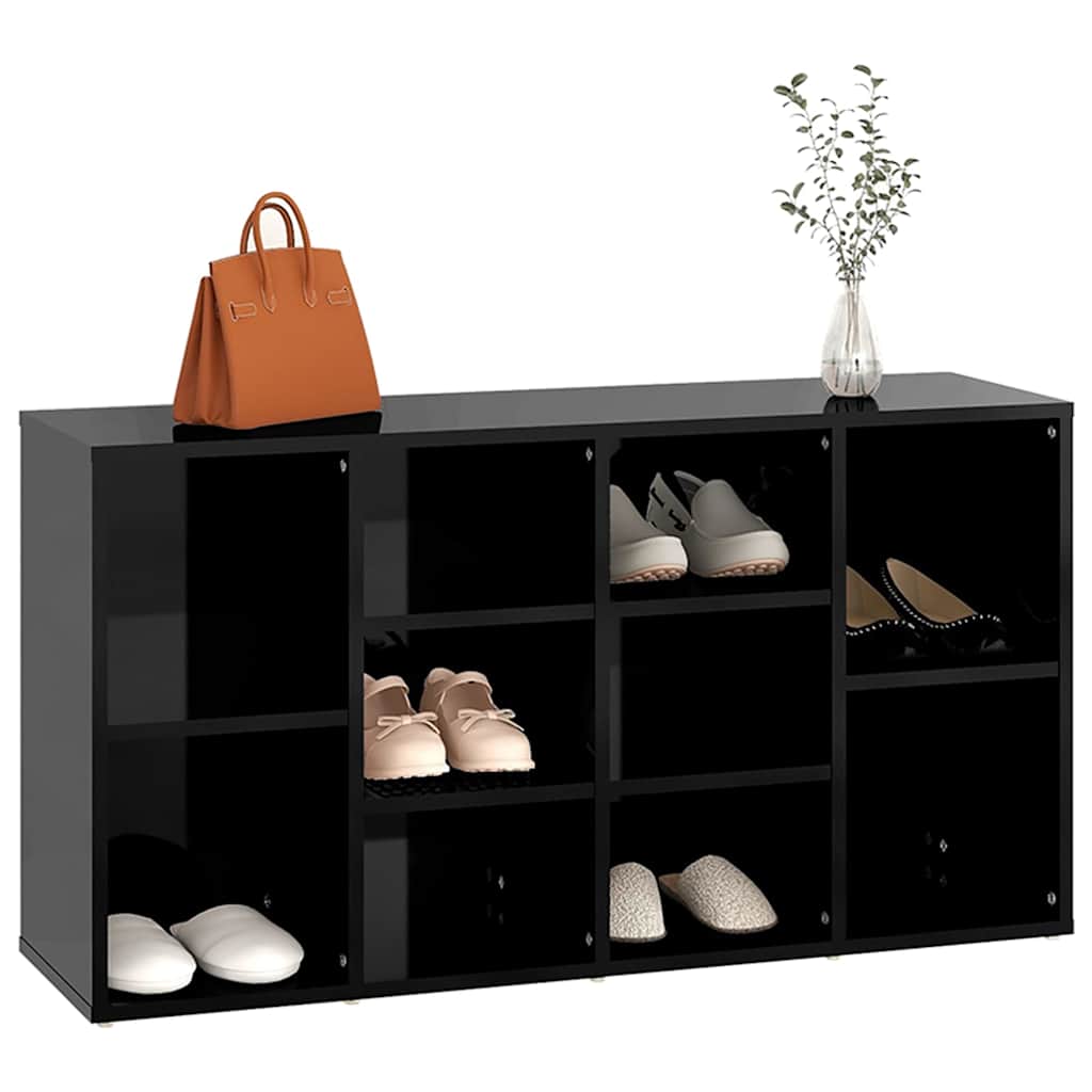 Schuhbank Hochglanz-Schwarz 103x30x55 cm Holzwerkstoff