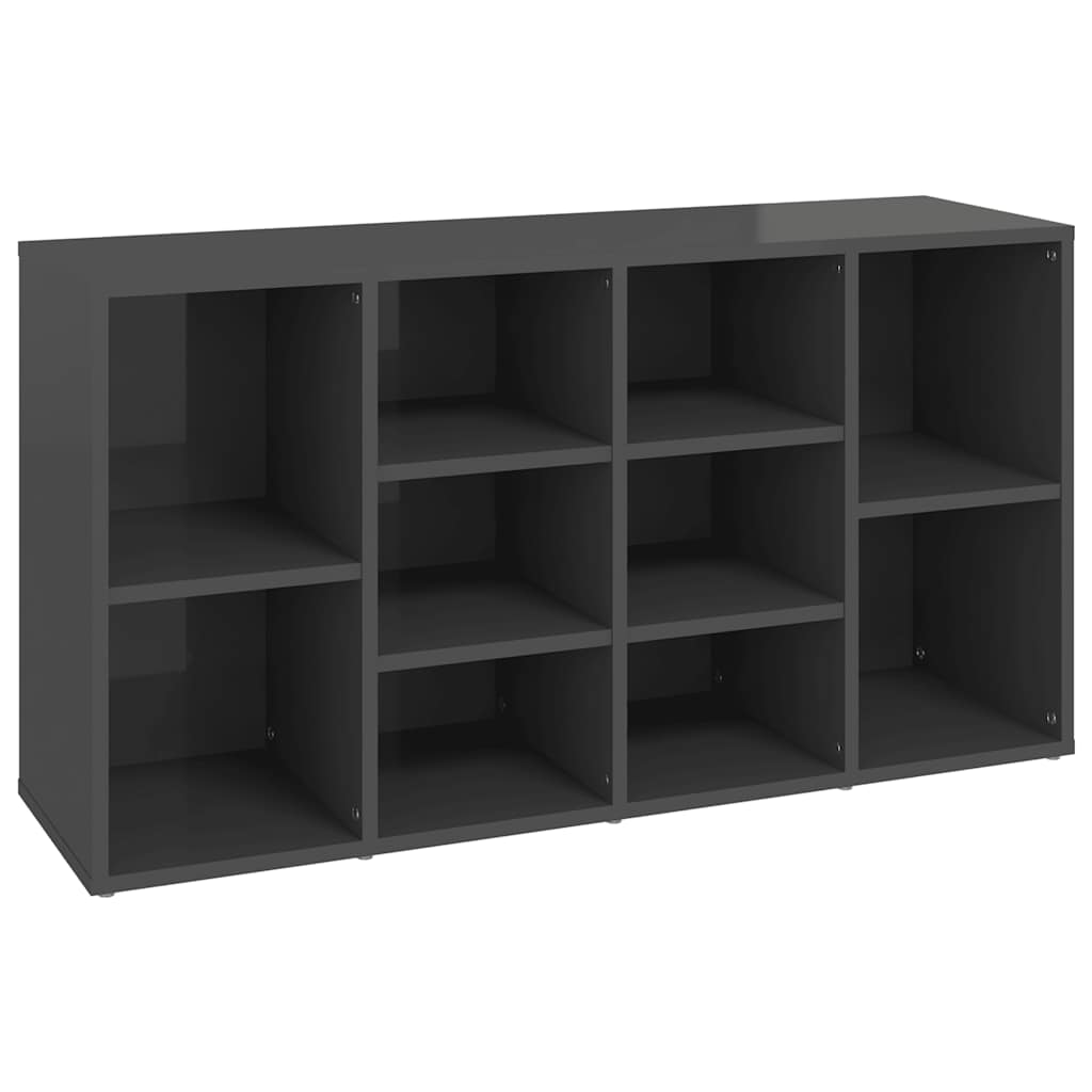 Schuhbank Hochglanz-Grau 103x30x55 cm Holzwerkstoff