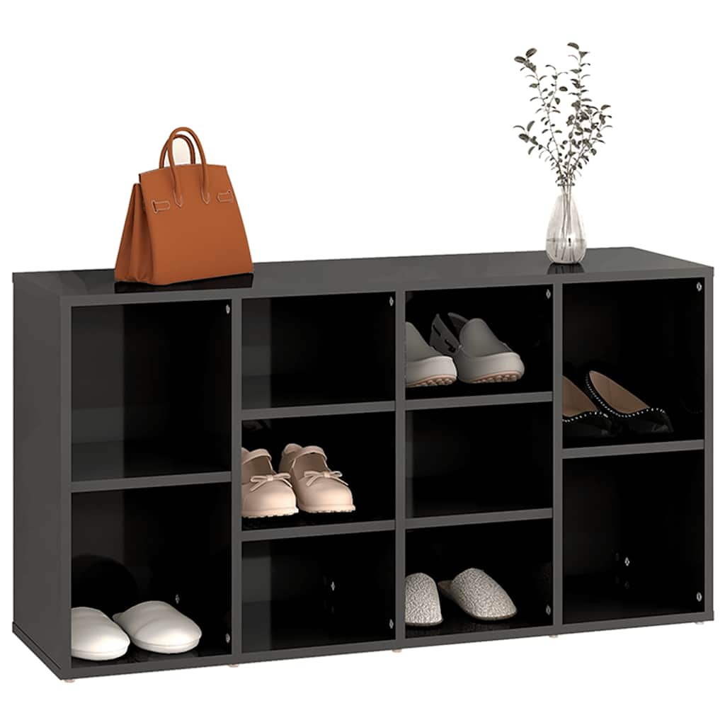 Schuhbank Hochglanz-Grau 103x30x55 cm Holzwerkstoff