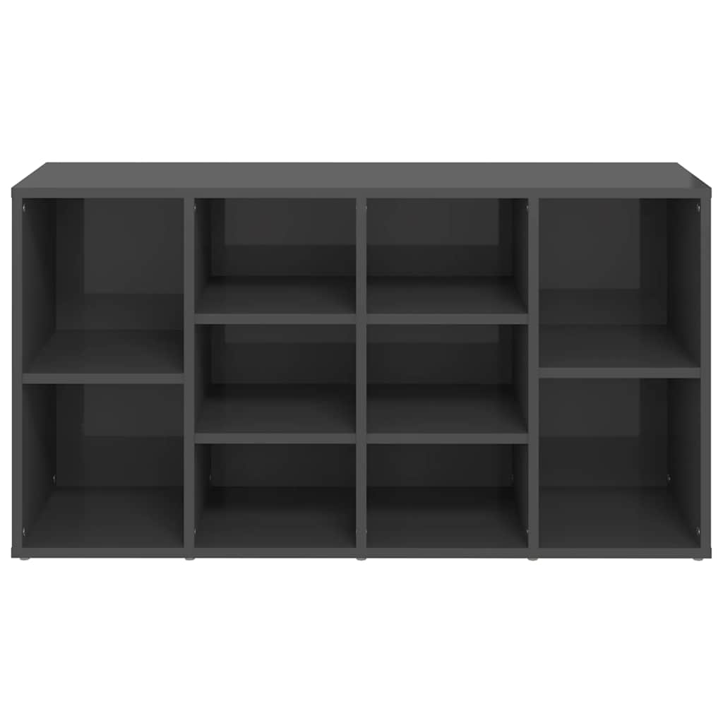Schuhbank Hochglanz-Grau 103x30x55 cm Holzwerkstoff
