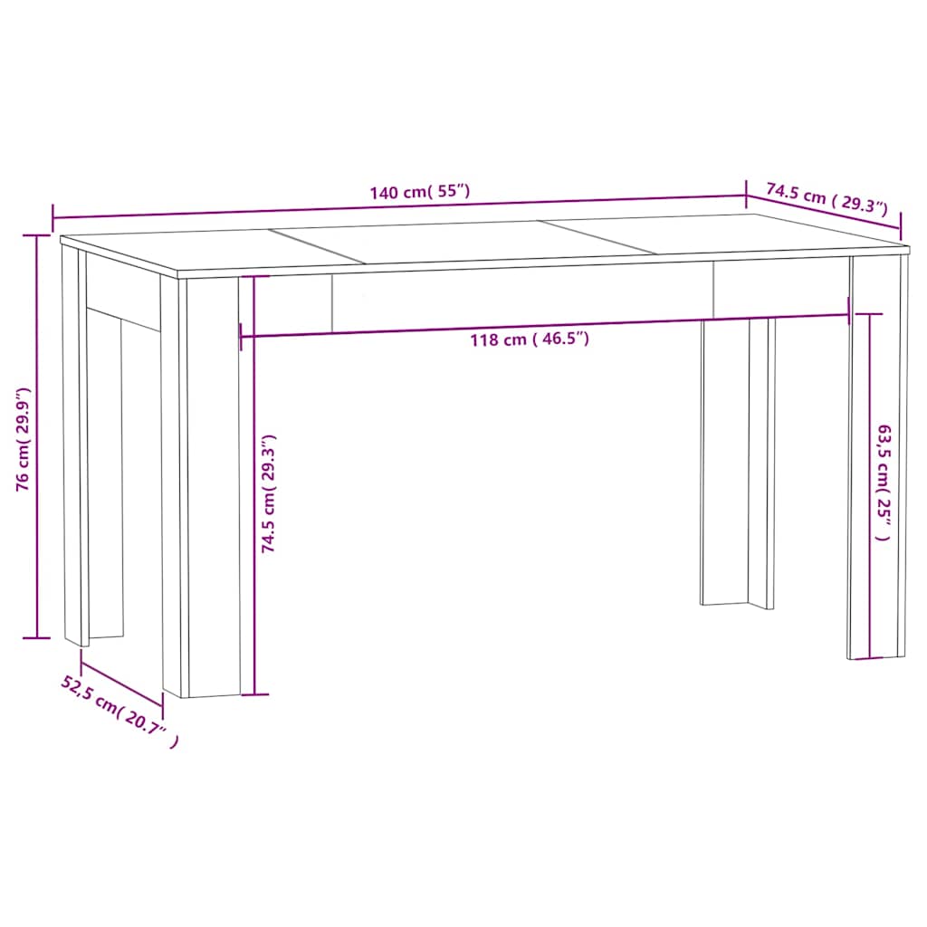 Esstisch Sonoma-Eiche 140x74,5x76 cm Holzwerkstoff