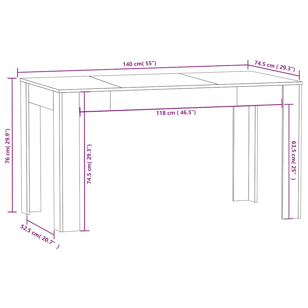Esstisch Betongrau 140x74,5x76 cm Holzwerkstoff