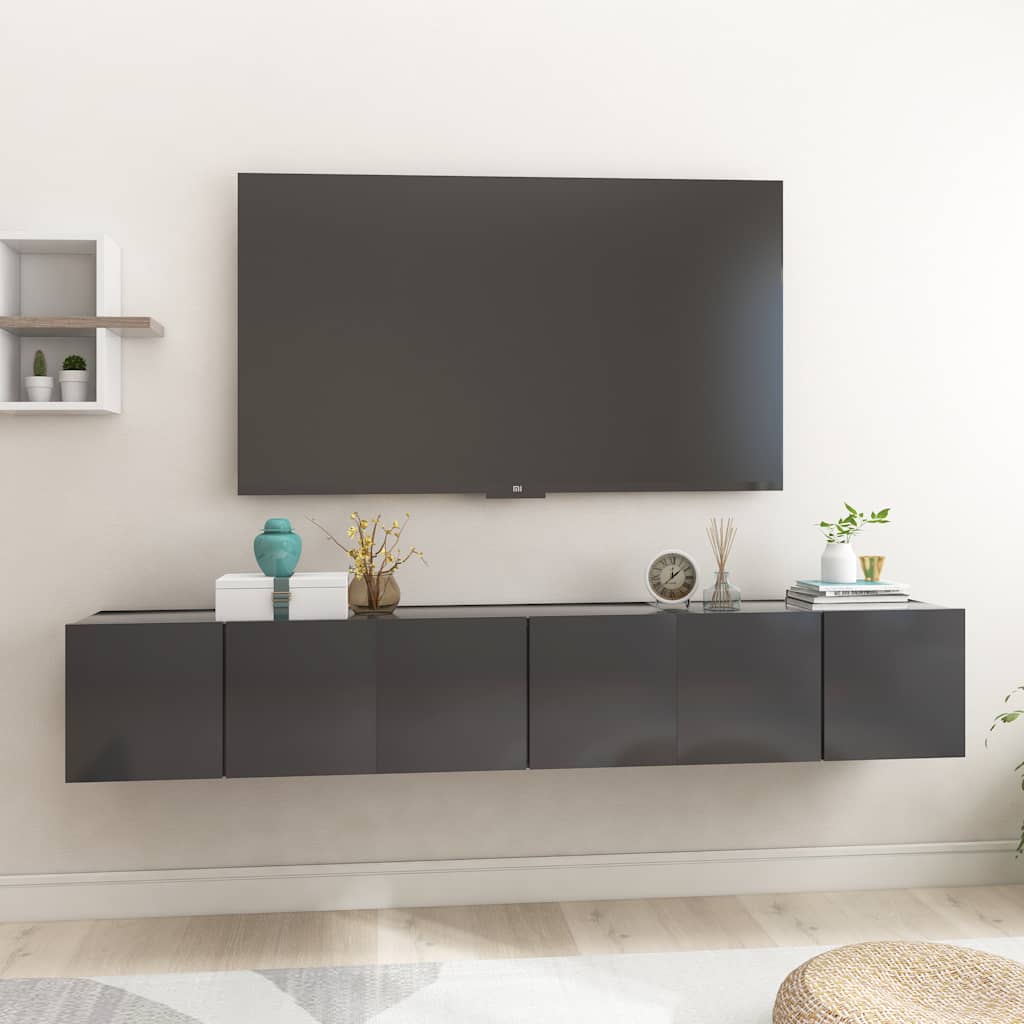 TV-Hängeschränke 3 Stk. Grau 60x30x30 cm