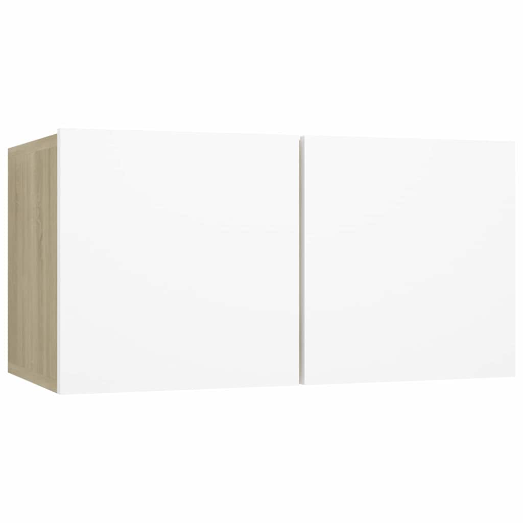 TV-Hängeschrank Weiß und Sonoma-Eiche 60x30x30 cm