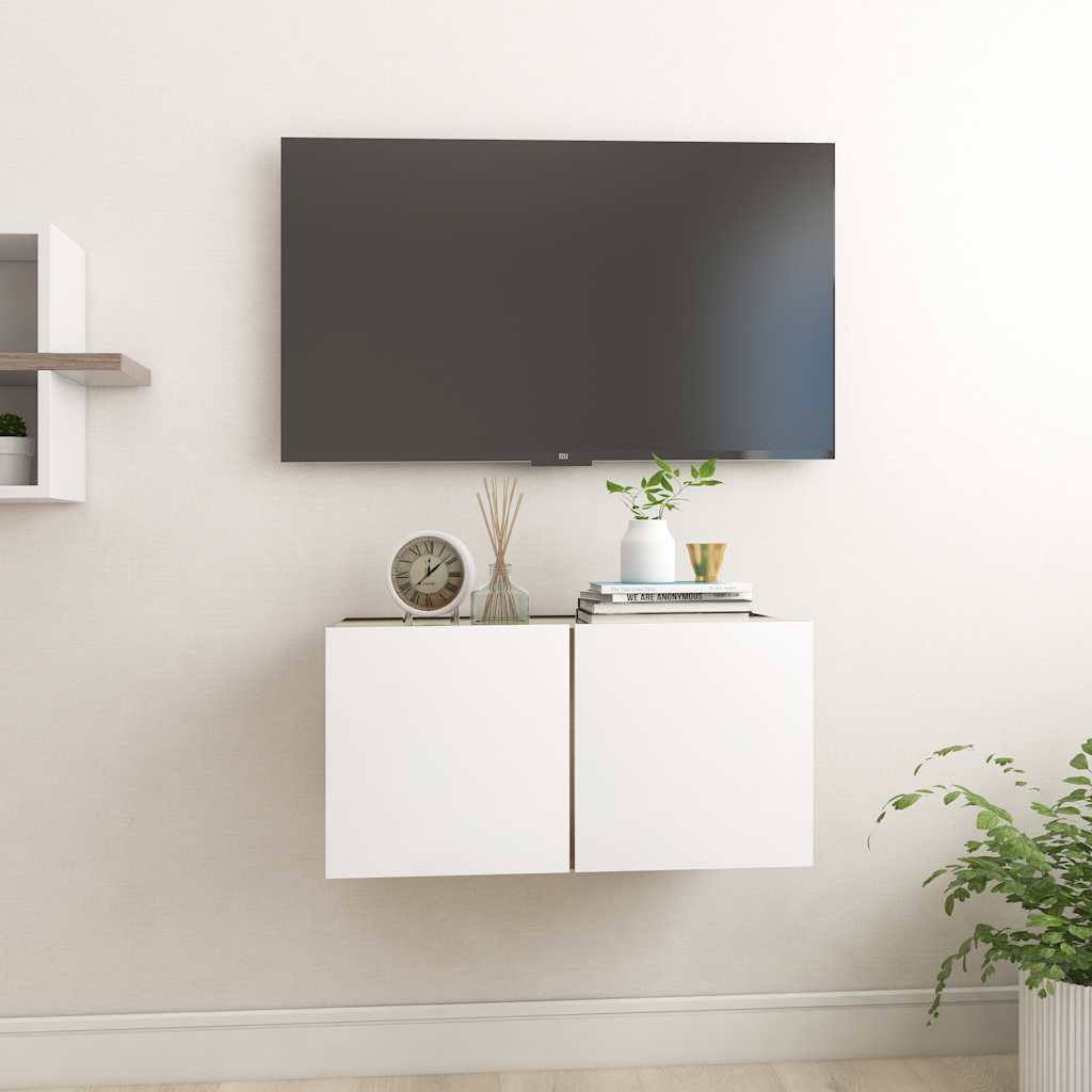 TV-Hängeschrank Weiß und Sonoma-Eiche 60x30x30 cm