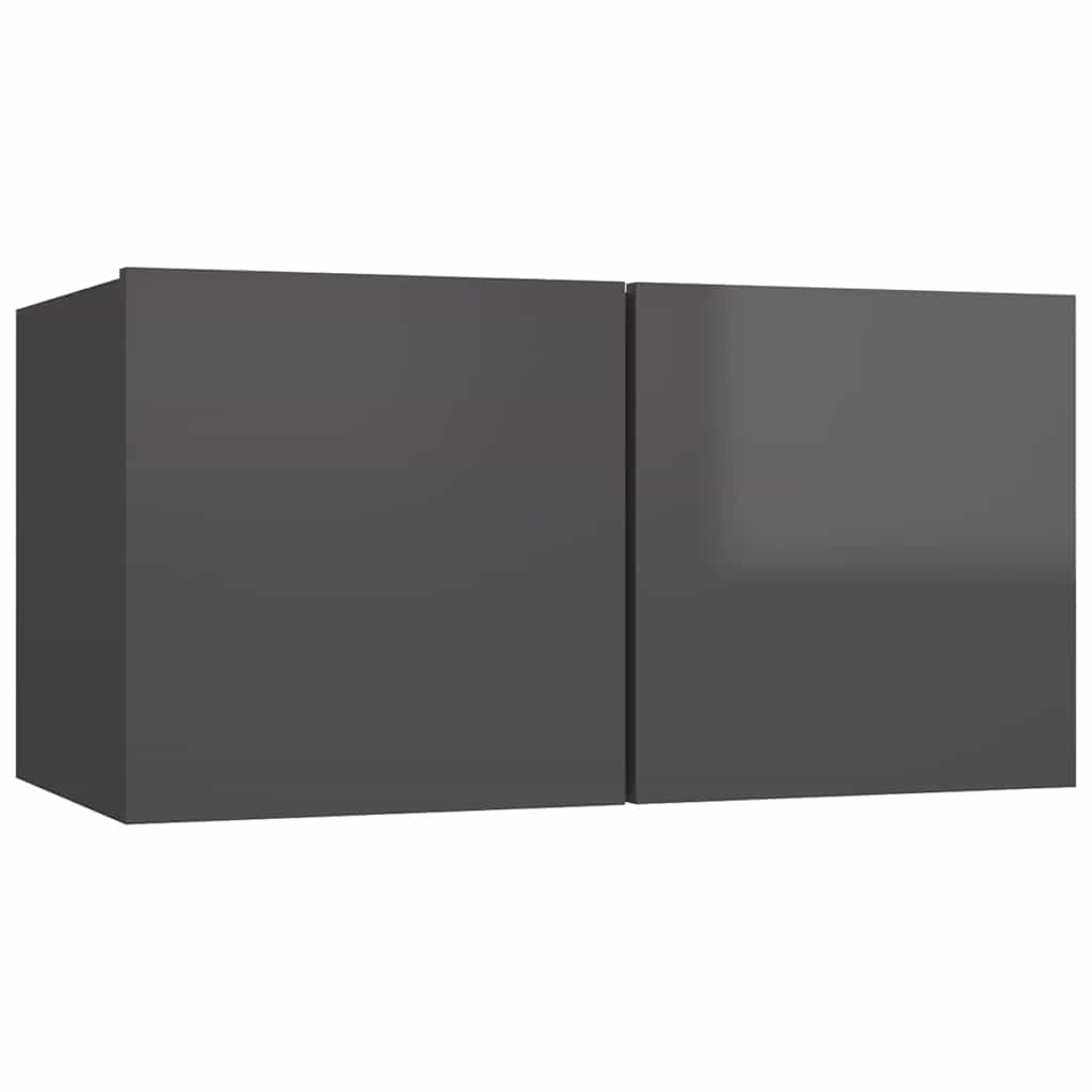 TV-Hängeschränke 2 Stk. Hochglanz-Grau 60x30x30 cm
