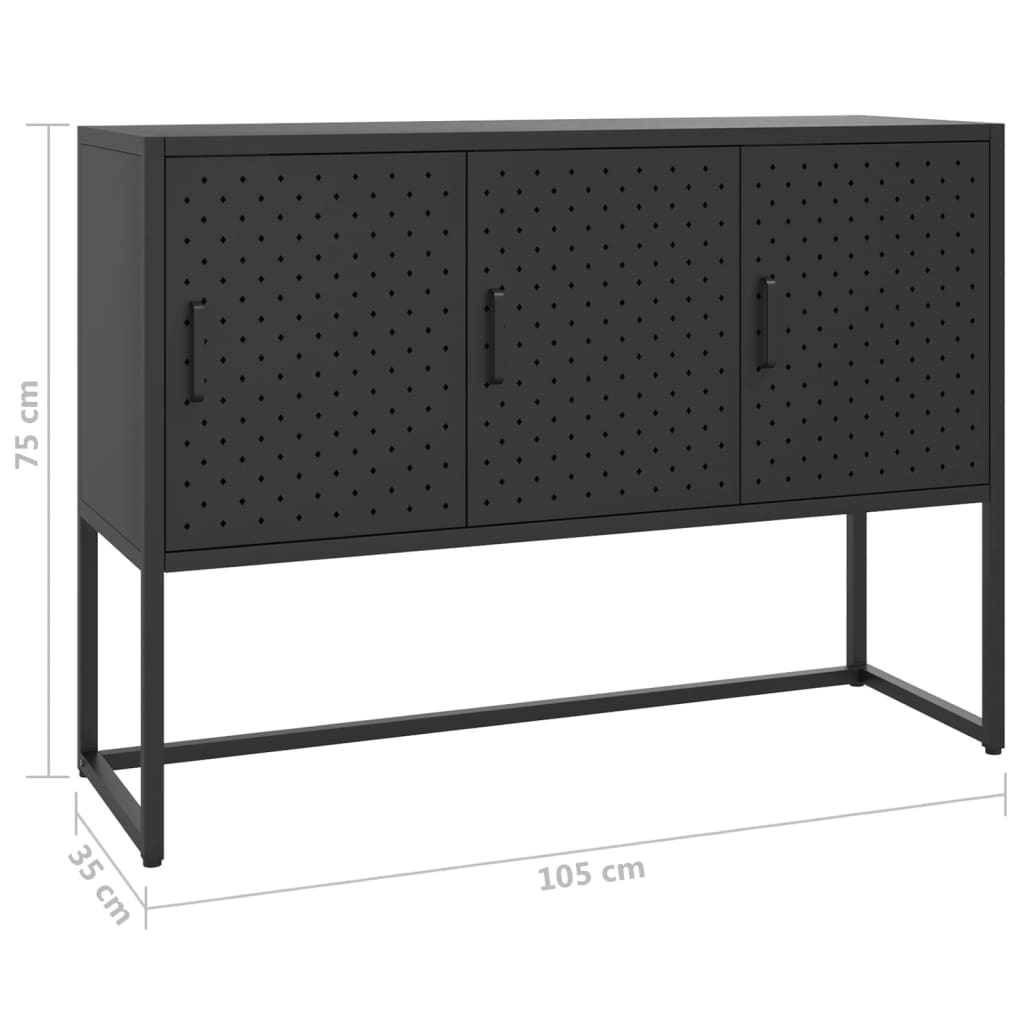 Sideboard Schwarz 105x35x75 cm Stahl