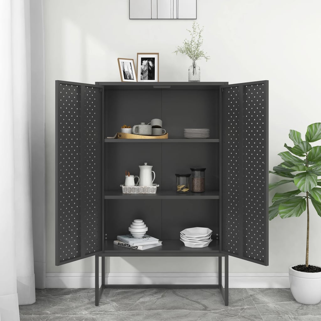 Highboard Anthrazit 80x35x135 cm Stahl