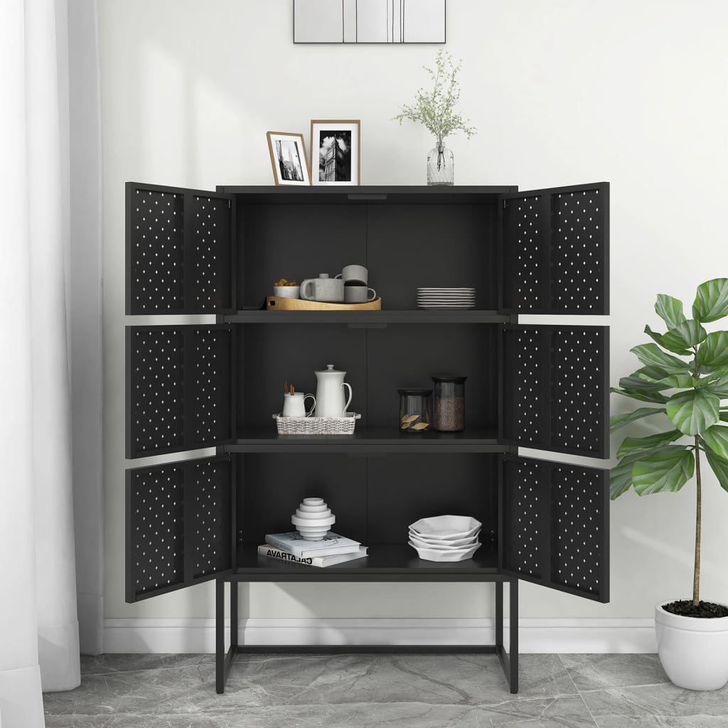 Highboard Schwarz 80x35x135 cm Stahl