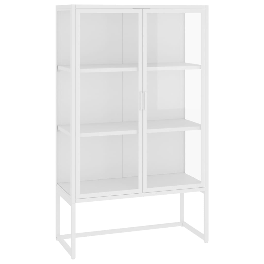 Highboard Weiß 80x35x135 cm Stahl und Gehärtetes Glas