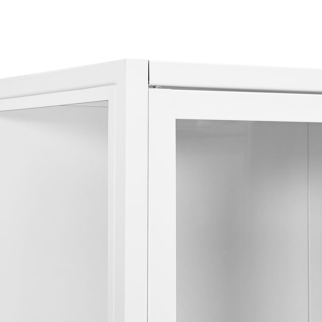 Highboard Weiß 80x35x135 cm Stahl und Gehärtetes Glas