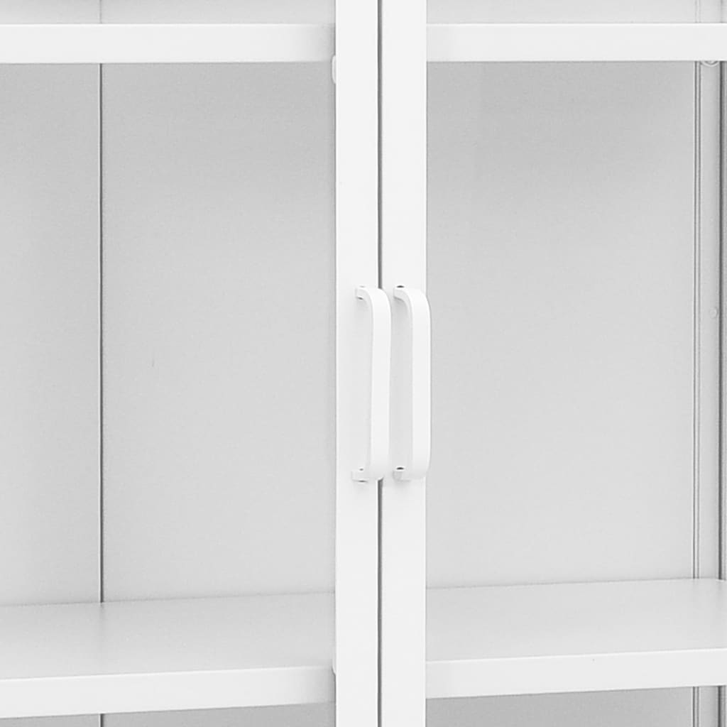 Highboard Weiß 80x35x135 cm Stahl und Gehärtetes Glas