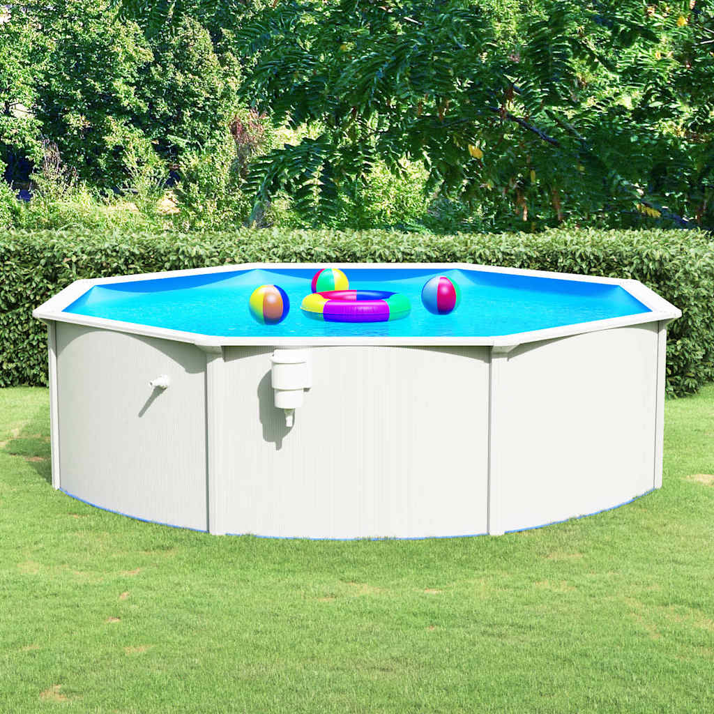 Pool mit Stahlwand Rund 460x120 cm Weiß